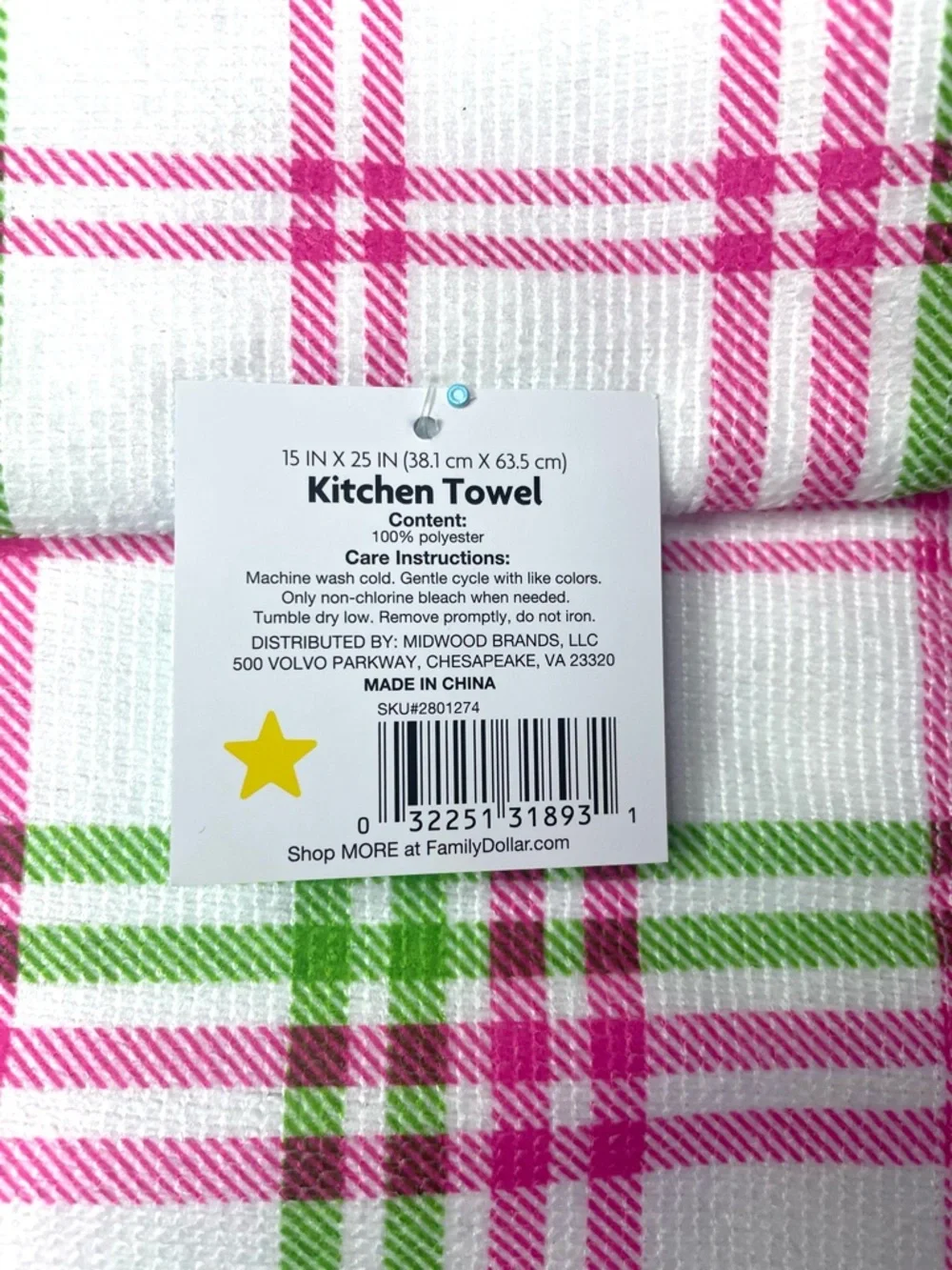 Plaid Watermelon Kitchen Towel Set 3x Watermelon Plaid White Red Pink Green NEW